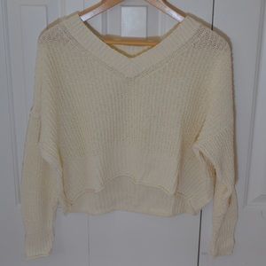 American Eagle Cropped V-Neck Sweater